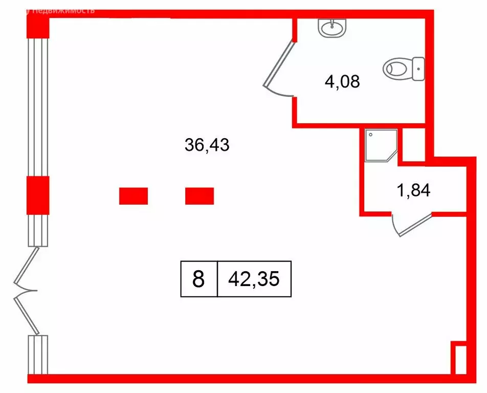 Помещение свободного назначения (42.35 м) - Фото 1