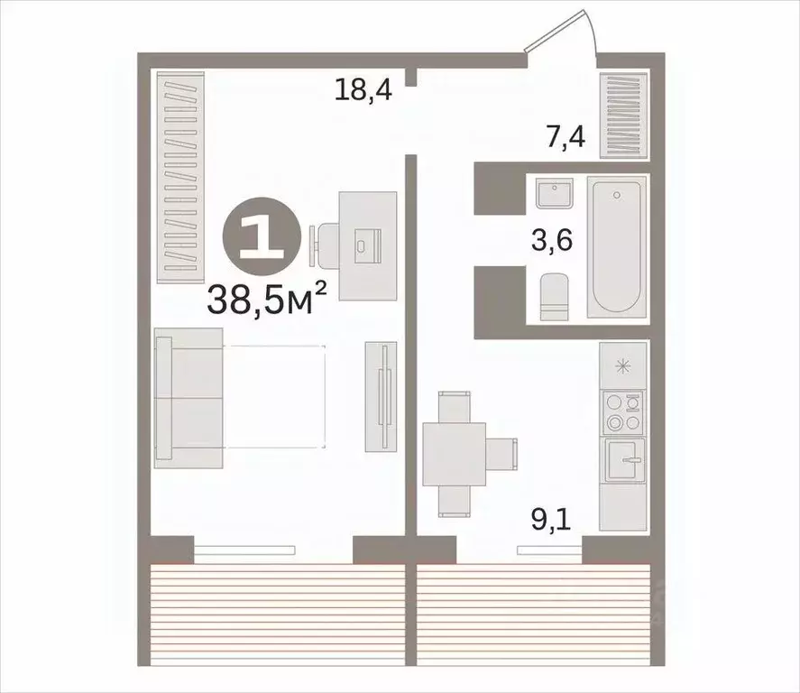 1-к кв. Ивановская область, Иваново ул. Парижской Коммуны, 48 (38.5 м) - Фото 2