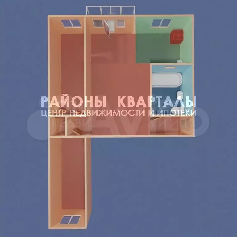 3-к. квартира, 57,3 м, 3/5 эт. - Фото 0