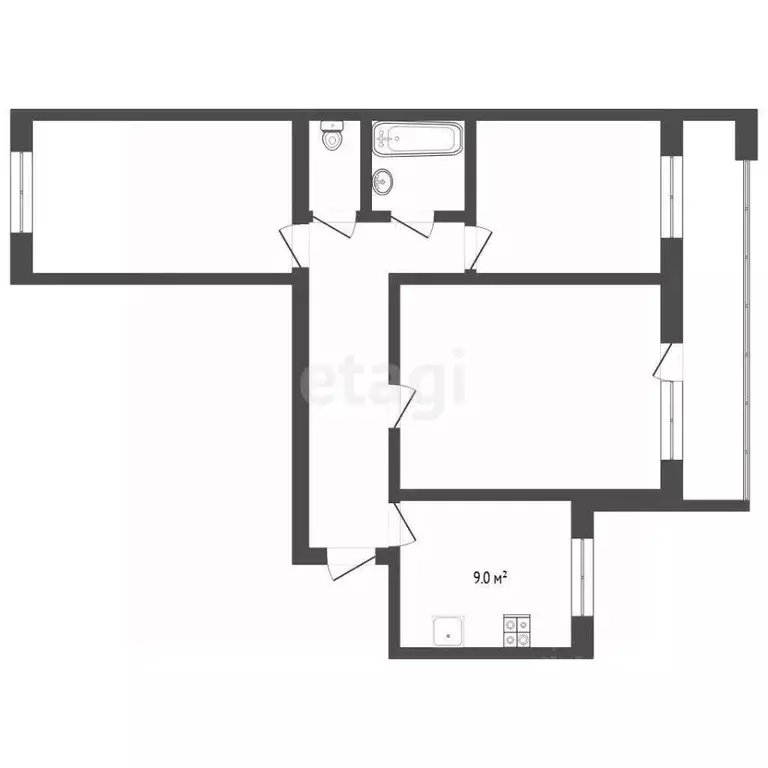 3-к кв. Тюменская область, Тюмень Холодильная ул., 13А (62.9 м) - Фото 2