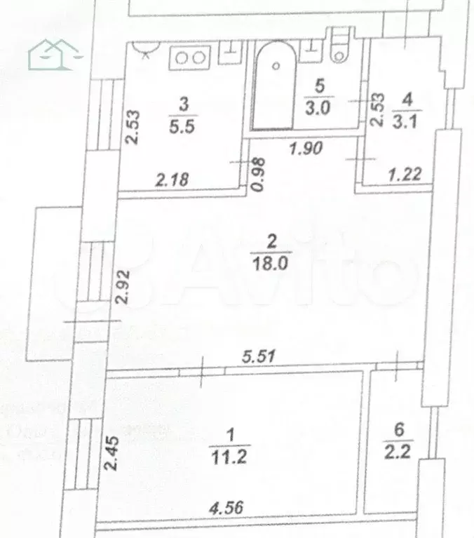 2-к. квартира, 43 м, 3/5 эт. - Фото 0