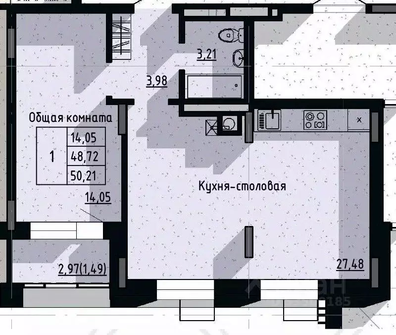 1-к кв. Саха (Якутия), Якутск пос. Геологов,  (50.21 м) - Фото 0