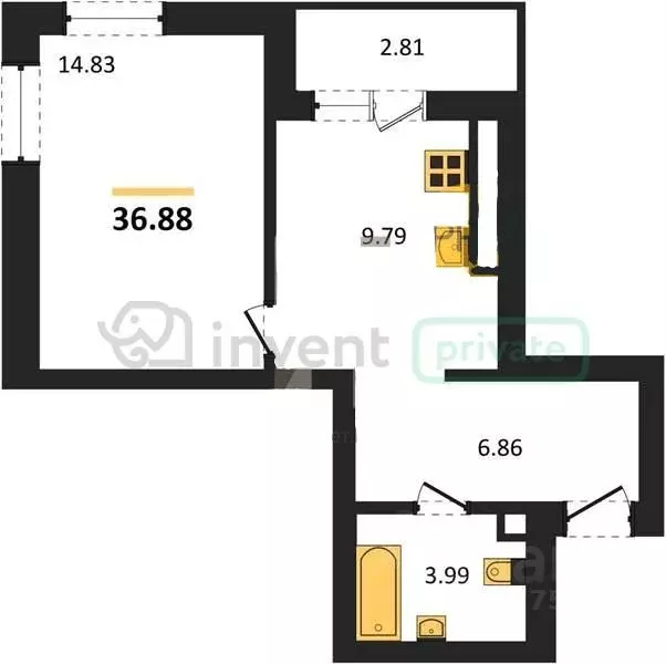 1-к кв. Калининградская область, Калининград ул. Поленова, 4 (36.88 м) - Фото 1