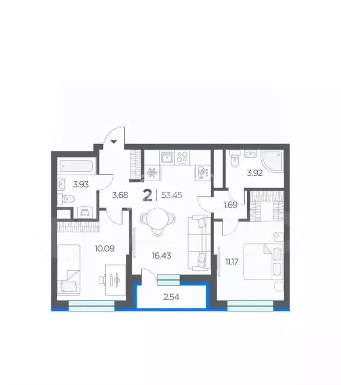 2-к кв. Рязанская область, Рязанский муниципальный округ, с. Дядьково ... - Фото 2