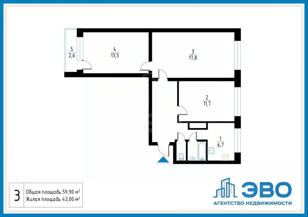 3-к кв. Санкт-Петербург просп. Ветеранов, 139к1 (59.9 м) - Фото 2