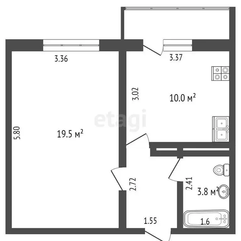 1-комнатная квартира: Анапа, улица Адмирала Пустошкина, 22к11 (38 м) - Фото 1