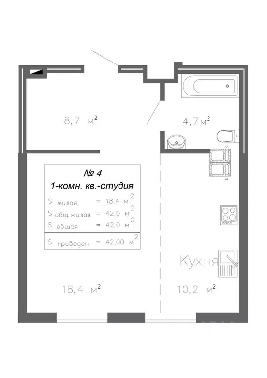 1-к кв. Самарская область, Самара Волгарь жилрайон, 10-й кв-л,  (42.0 ... - Фото 0