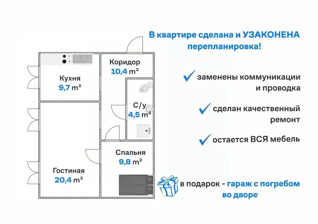 2-к кв. Оренбургская область, Оренбург Гая ул., 2 (54.8 м) - Фото 1