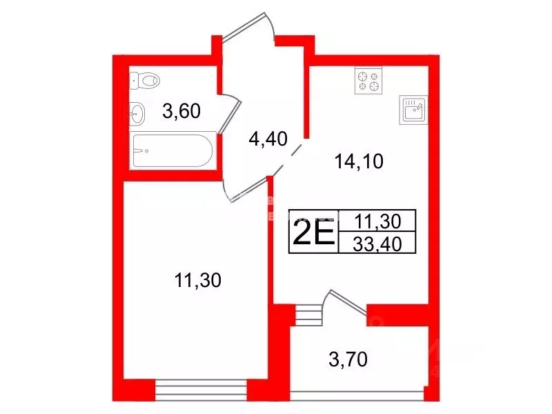 1-к кв. Санкт-Петербург ул. Плесецкая, 24 (33.4 м) - Фото 1