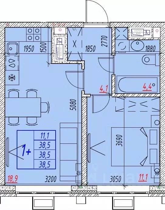 2-к кв. Астраханская область, Астрахань ул. Бэра, 29 (38.5 м) - Фото 1