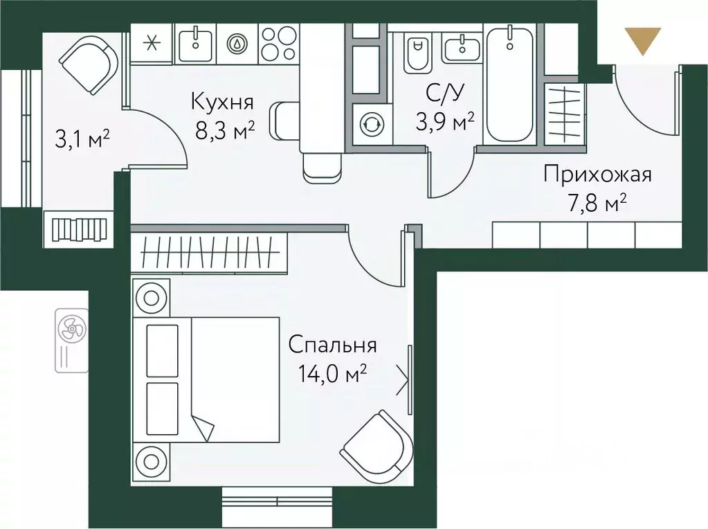 1-к кв. Волгоградская область, Волгоград Новосибирская ул., 74с1 (37.1 ... - Фото 0