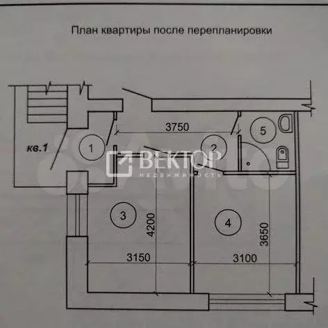 1-к. квартира, 36 м, 1/4 эт. - Фото 0