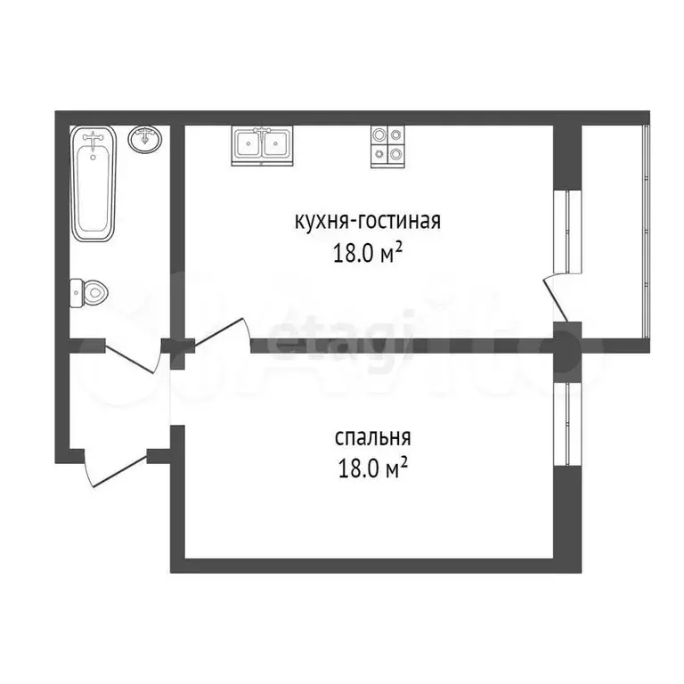 1-к. квартира, 40 м, 6/10 эт. - Фото 0