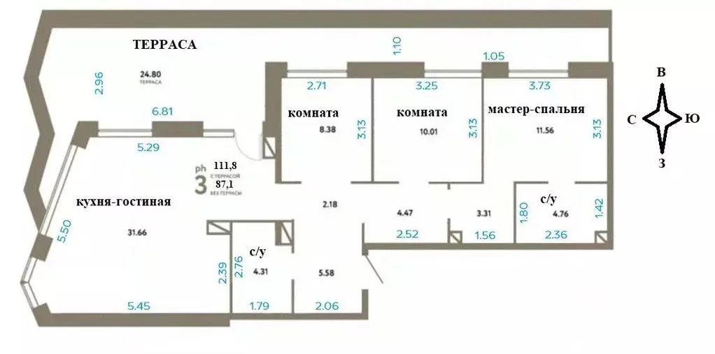 3-к кв. Москва ул. Мустая Карима, 12 (87.1 м) - Фото 2