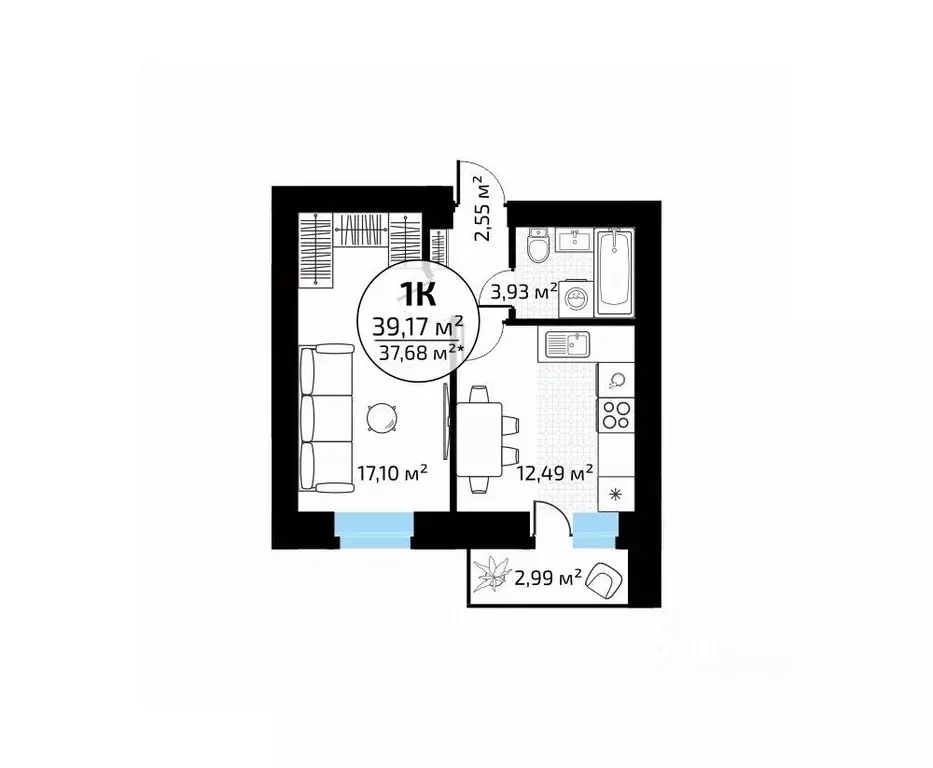 1-к кв. Самарская область, Самара пос. Мехзавод, 1-й кв-л, 50 (39.17 ... - Фото 1