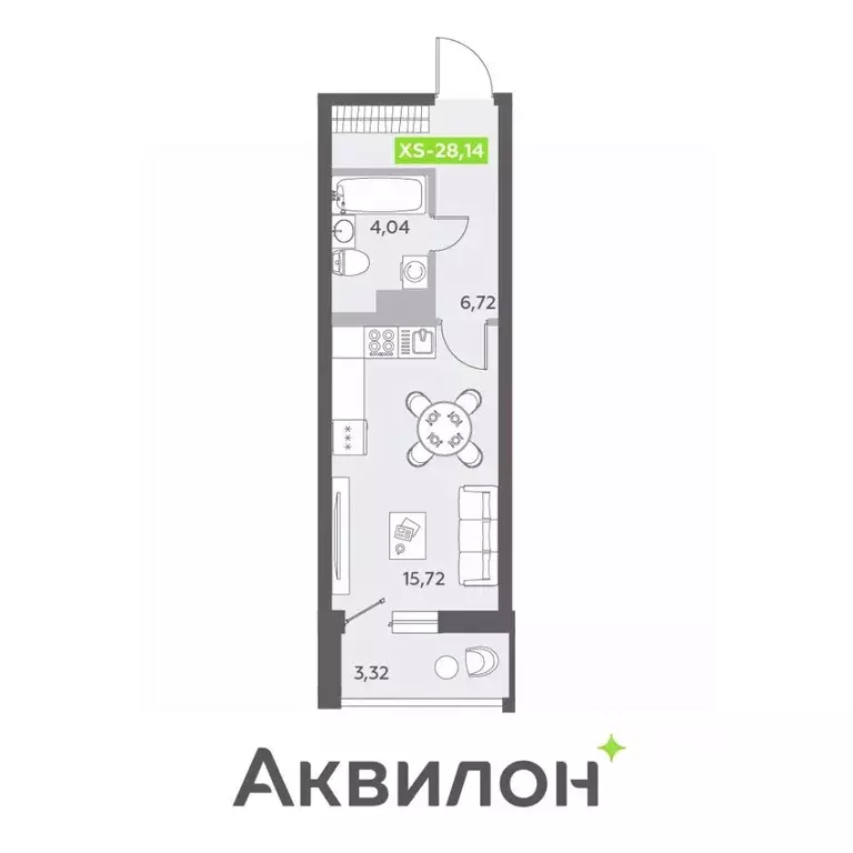 Студия Санкт-Петербург бул. Александра Грина, 4 (28.2 м) - Фото 0