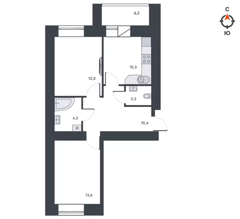 2-к кв. Кировская область, Киров ул. Капитана Дорофеева, 24 (57.9 м) - Фото 1