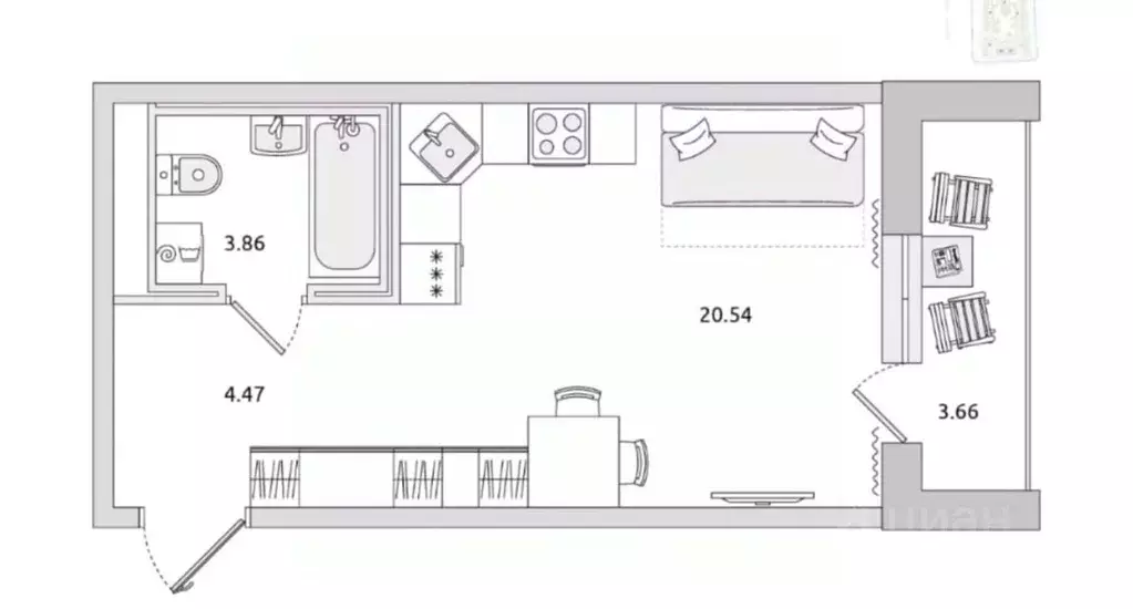 Студия Ленинградская область, Всеволожский район, пос. Бугры ул. ... - Фото 2