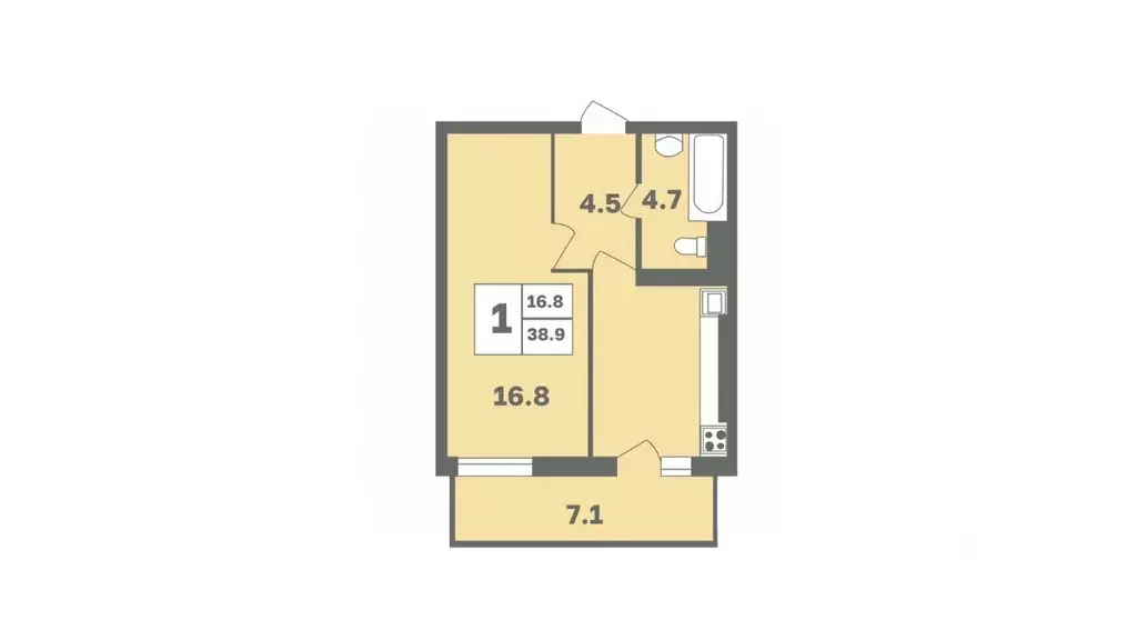 1-к кв. Башкортостан, Уфа Дагестанская ул., лит12 (38.9 м) - Фото 1