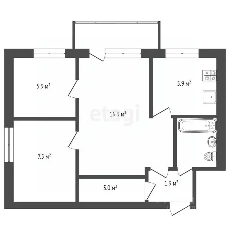3-к кв. Саратовская область, Балашов ул. 30 лет Победы, 137 (44.3 м) - Фото 2
