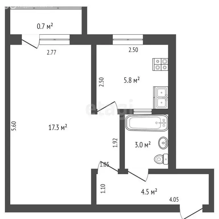 1-комнатная квартира: Саранск, проспект 50 лет Октября, 10 (30 м) - Фото 1