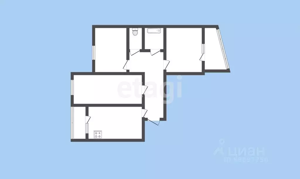 3-к кв. Карачаево-Черкесия, Черкесск Октябрьская ул., 32 (65.9 м) - Фото 1