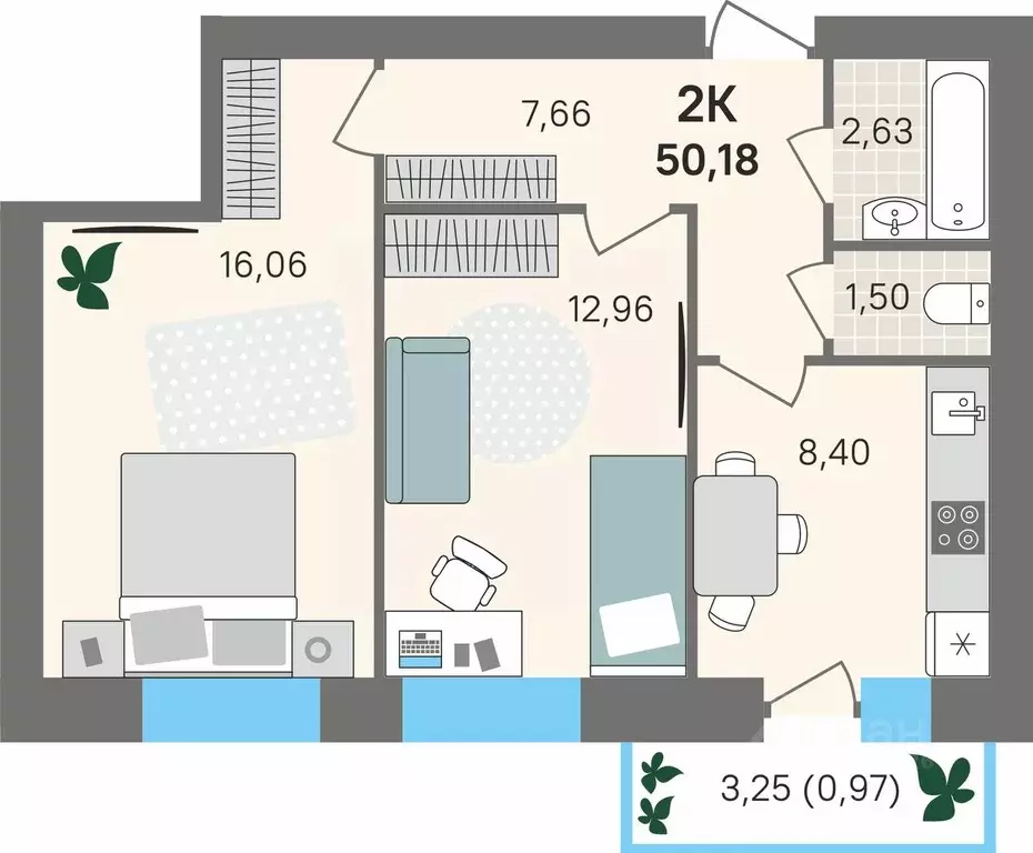 2-к кв. Пермский край, Пермский муниципальный округ, с. Култаево ул. ... - Фото 1