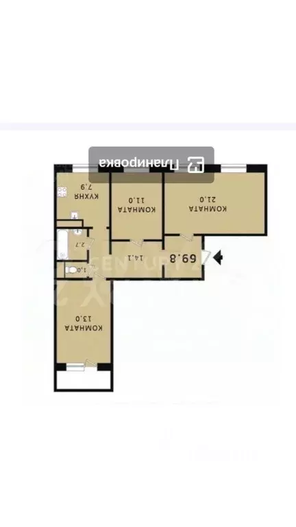 3-к кв. Санкт-Петербург Ленинский просп., 92К3 (69.8 м) - Фото 2