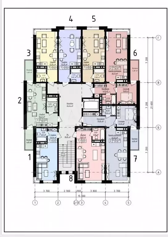Апартаменты-студия, 27 м, 3/8 эт. - Фото 1