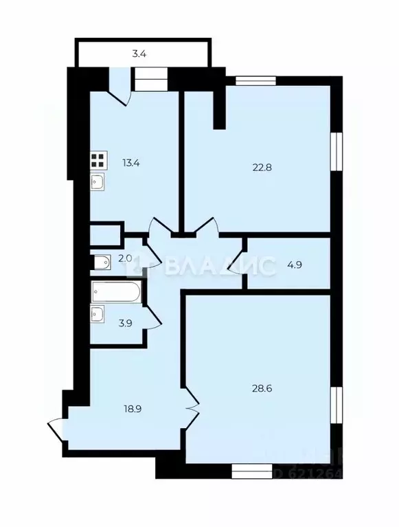 2-к кв. Санкт-Петербург ул. Савушкина, 133к1 (94.5 м) - Фото 1