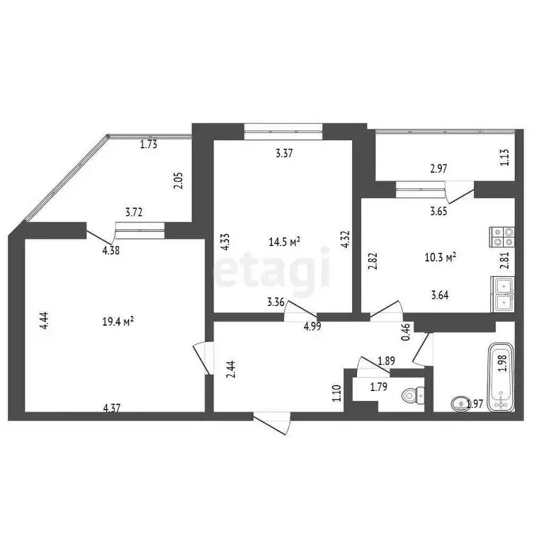 2-комнатная квартира: Орёл, Раздольная улица, 27А (60 м) - Фото 0
