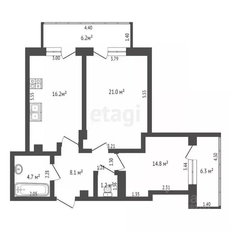 2-к кв. Ростовская область, Батайск ул. Северная Звезда, 10к1 (73.0 м) - Фото 1