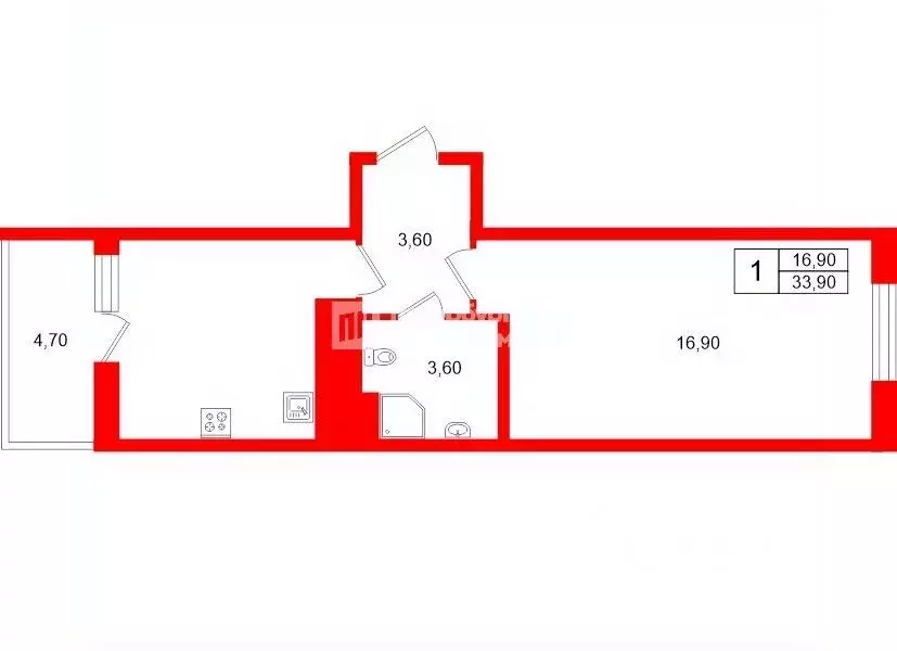 1-к кв. Ленинградская область, Мурино Всеволожский район, ул. ... - Фото 2