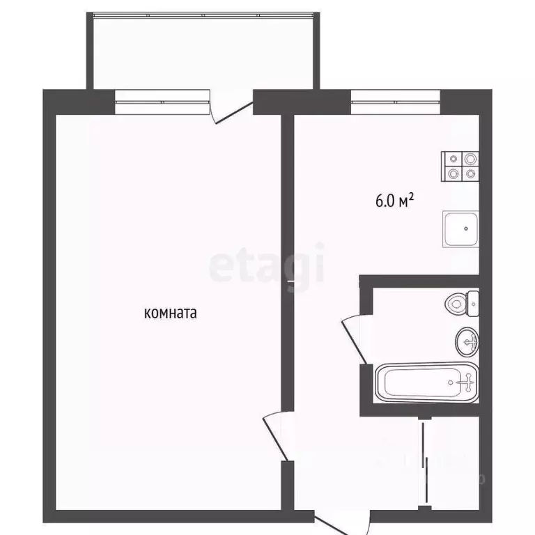 1-к кв. Тюменская область, Тюменский муниципальный округ, Боровский рп ... - Фото 1
