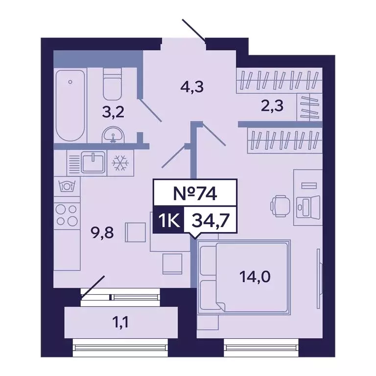 1-комнатная квартира: Якутск, Новопортовская улица, 1А/1 (34.7 м) - Фото 0