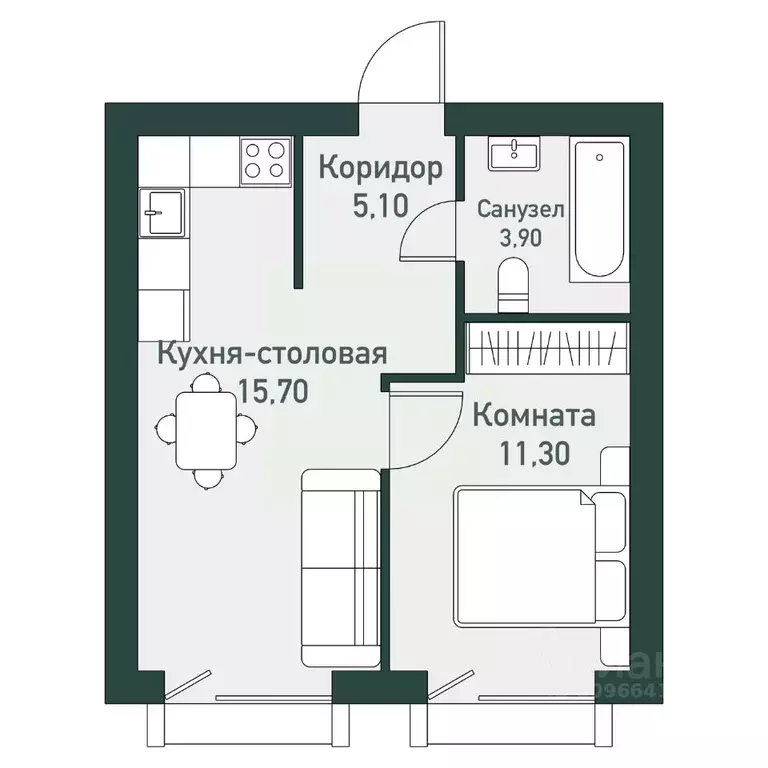 1-к кв. Челябинская область, Челябинский городской округ, пос. ... - Фото 1