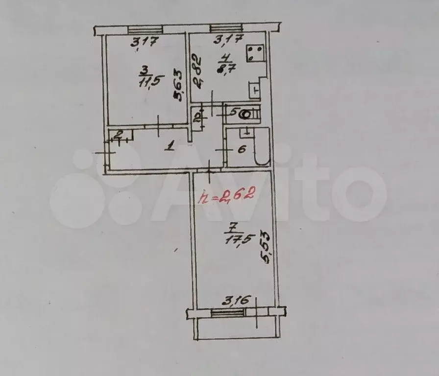 2-к. квартира, 51,3 м, 3/5 эт. - Фото 0