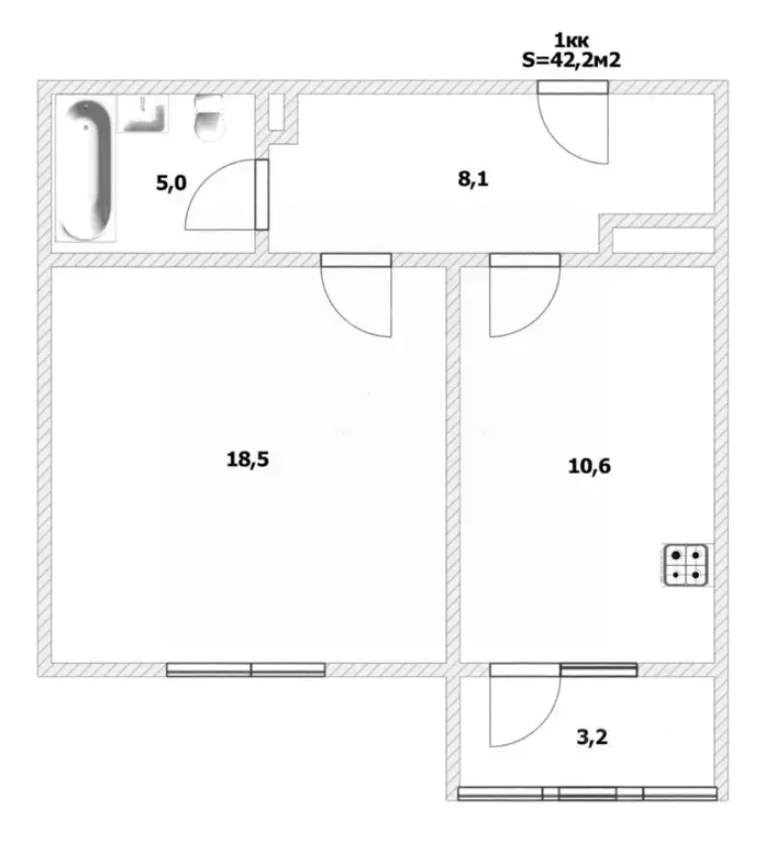 1-к кв. Калининградская область, Калининград Лужская ул., 23Бк1 (42.2 ... - Фото 2