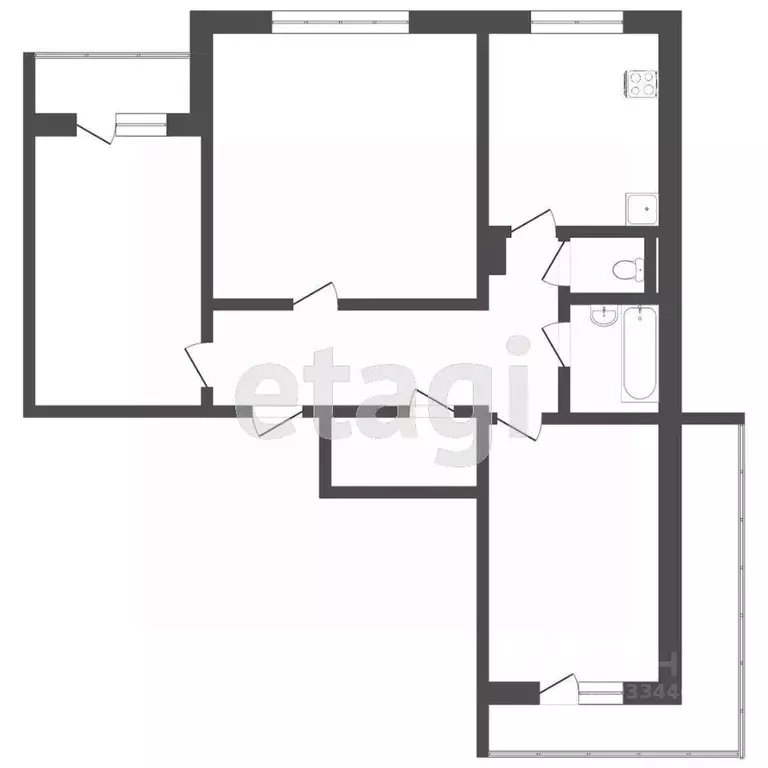 3-к кв. Тюменская область, Тюмень ул. Муравленко, 35 (68.5 м) - Фото 2