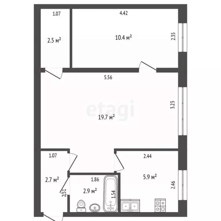 2-к кв. Кемеровская область, Кемерово Инициативная ул., 25А (44.1 м) - Фото 1