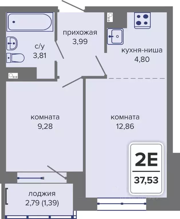 2-к кв. Пермский край, Пермь Гайва мкр,  (37.53 м) - Фото 1