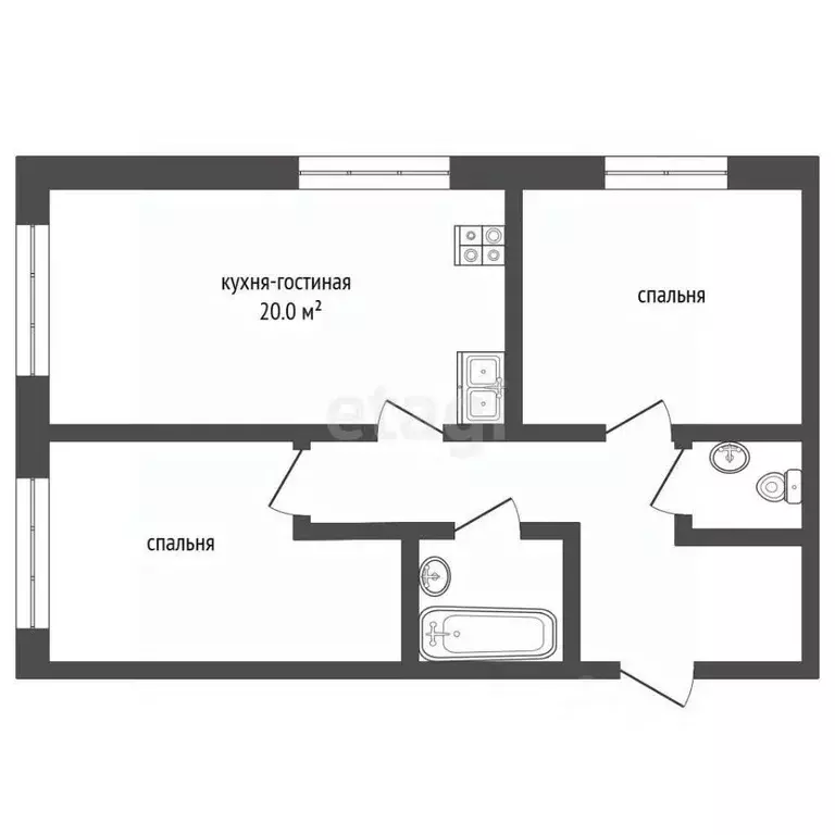 2-к кв. Тюменская область, Тюмень ул. Геннадия Куцева, 1 (67.0 м) - Фото 1