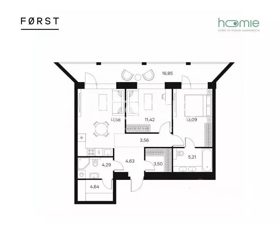 2-к кв. Москва Автозаводская ул., 26/1 (66.4 м) - Фото 2