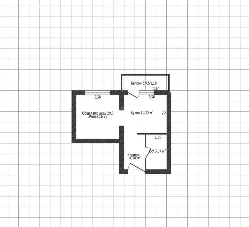 Квартира-студия: Майкоп, улица Вадима Лемеша, 3 (29.9 м) - Фото 1