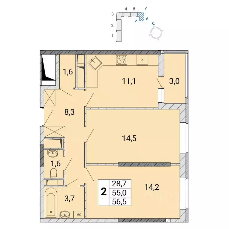 2-к кв. Московская область, Балашиха Железнодорожный мкр, ул. ... - Фото 1