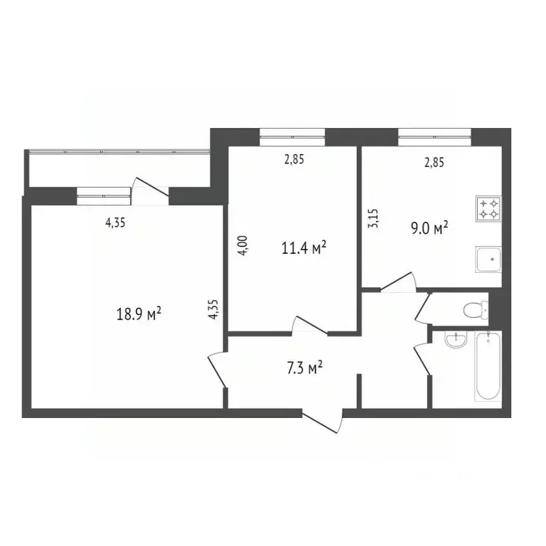 2-к кв. Красноярский край, Красноярск ул. 40 лет Победы, 12 (52.0 м) - Фото 1