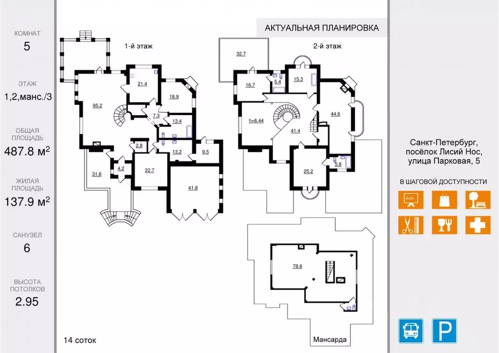 Коттедж в Санкт-Петербург пос. Лисий Нос, Парковая ул., 5 (488 м) - Фото 2