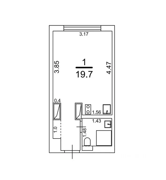 Студия Москва Ленинский просп., 158 (19.7 м) - Фото 2