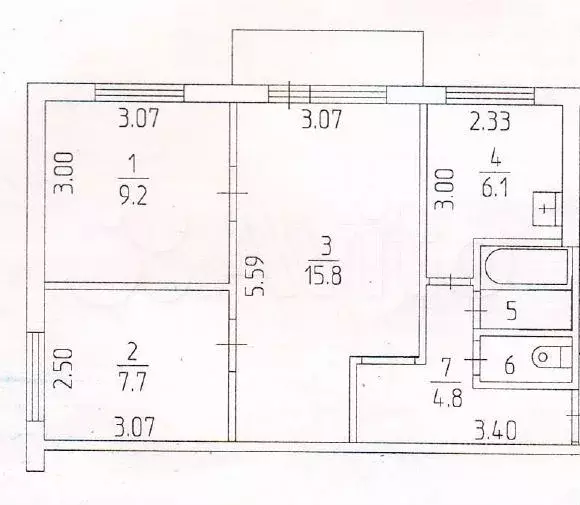 3-к. квартира, 46,8 м, 4/5 эт. - Фото 0