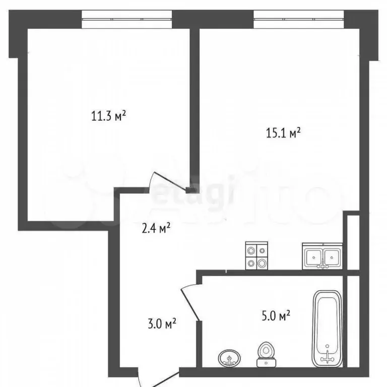 1-к. квартира, 36,9 м, 5/10 эт. - Фото 0